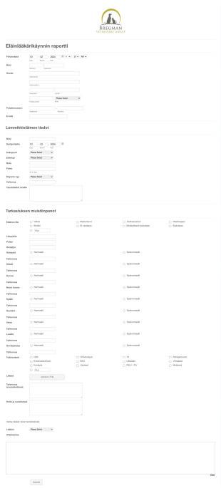 Eläinlääkärikäynnin Raportti Form Template