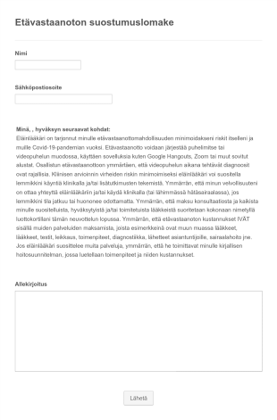 Eläinlääkärin Etävastaanoton Suostumuslomake