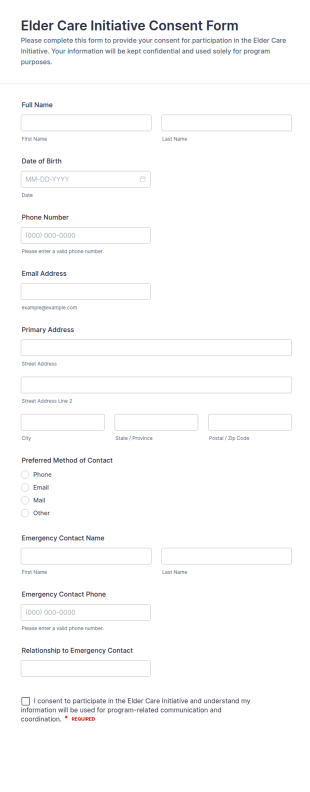 Elder Care Initiative Consent Form Template