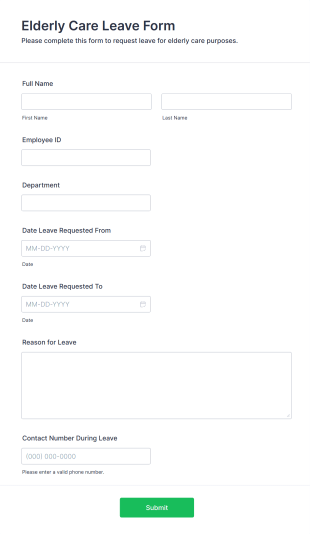 Elderly Care Leave Form Template