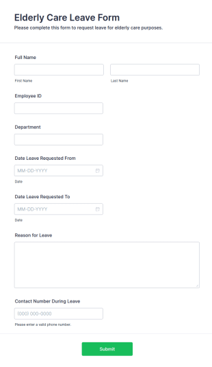 Elderly Care Leave Form Template
