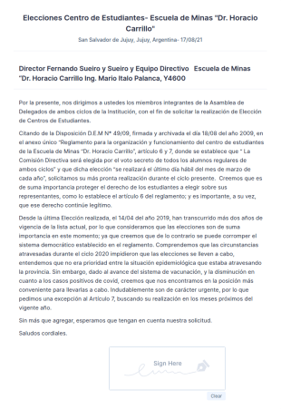 Elecciones Centro De Estudiantes Escuela De Minas "Dr. Horacio Carrillo"