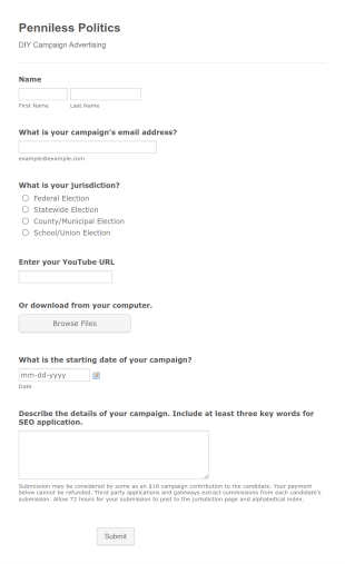 Election Advertising Request Form Template