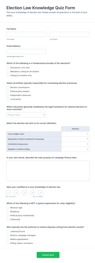 Election Law Knowledge Quiz Form Template