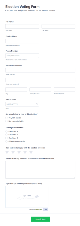 Election Voting Form Template