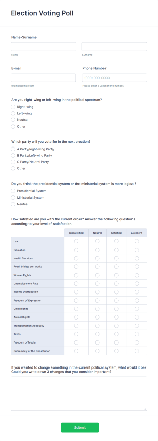 Election Voting Poll Form Template