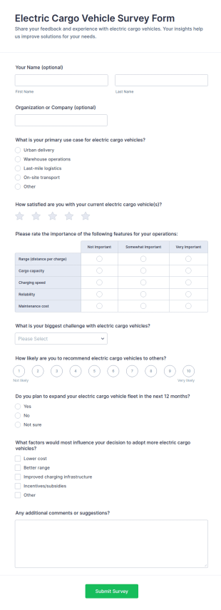 Electric Cargo Vehicle Survey Form Template