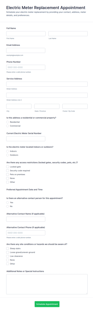 Electric Meter Replacement Appointment Form Template