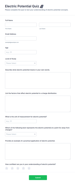 Electric Potential Quiz 📘 Form Template