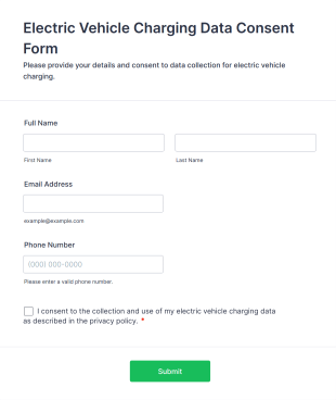 Electric Vehicle Charging Data Consent Form Template