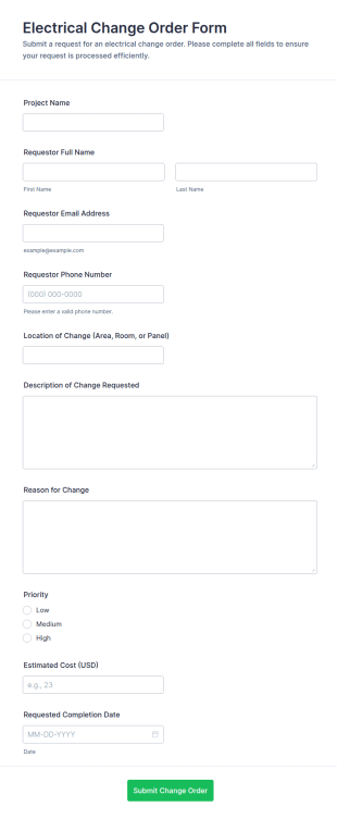Electrical Change Order Form Template