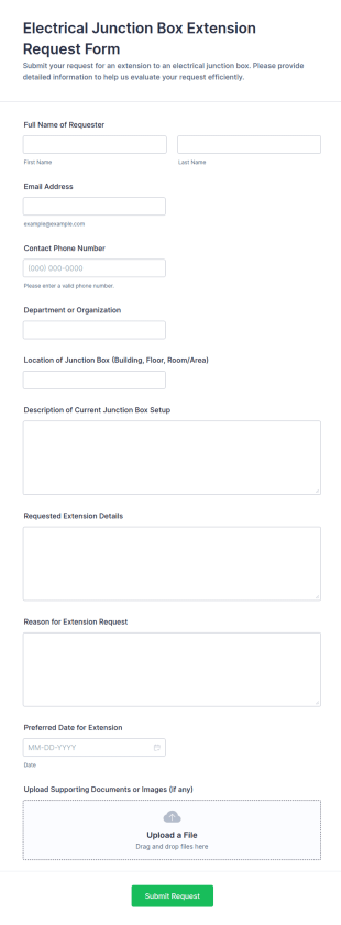 Electrical Junction Box Extension Request Form Template