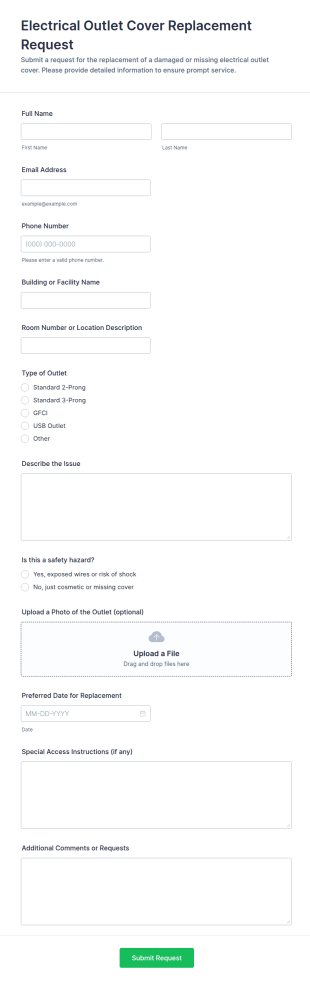 Electrical Outlet Cover Replacement Request Form Template