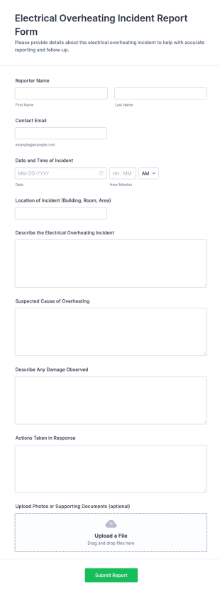 Electrical Overheating Incident Report Form Template