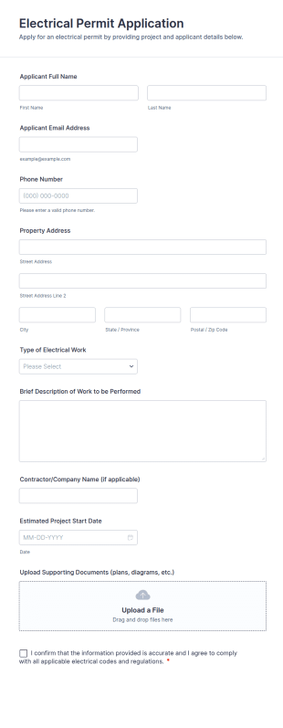 Electrical Permit Application Form Template