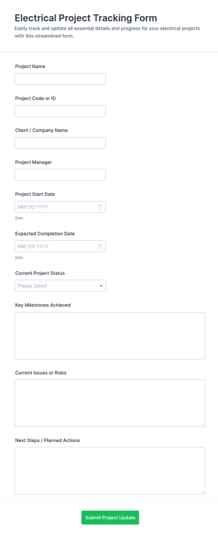Electrical Project Tracking Form Template