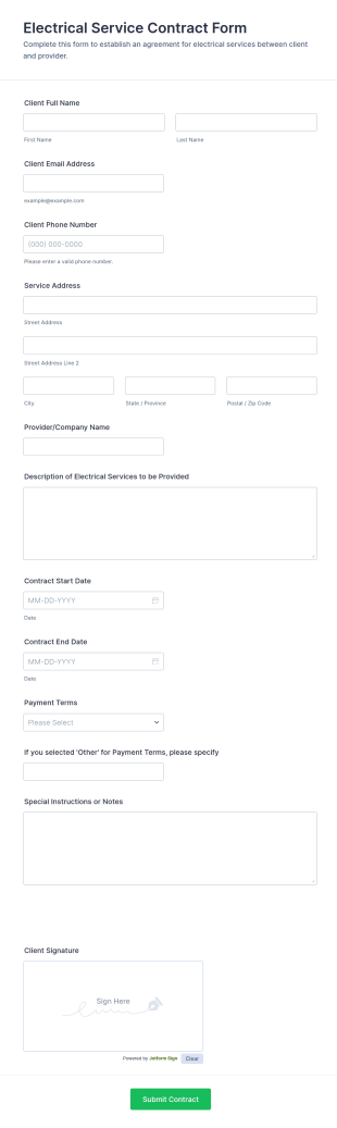 Electrical Service Contract Form Template