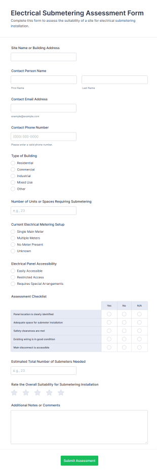 Electrical Submetering Assessment Form Template