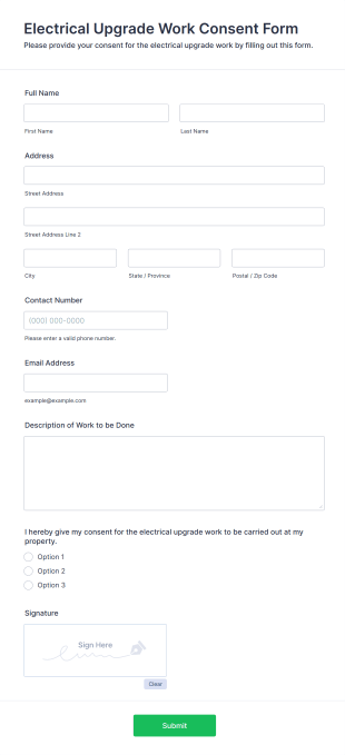 Electrical Upgrade Work Consent Form Template