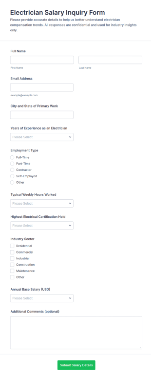 Electrician Salary Inquiry Form Template