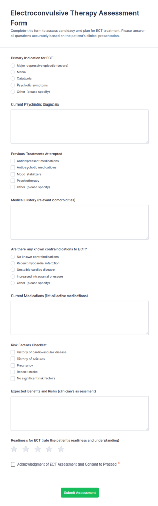 Electroconvulsive Therapy Assessment Form Template