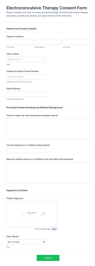 Electroconvulsive Therapy Consent Form Template