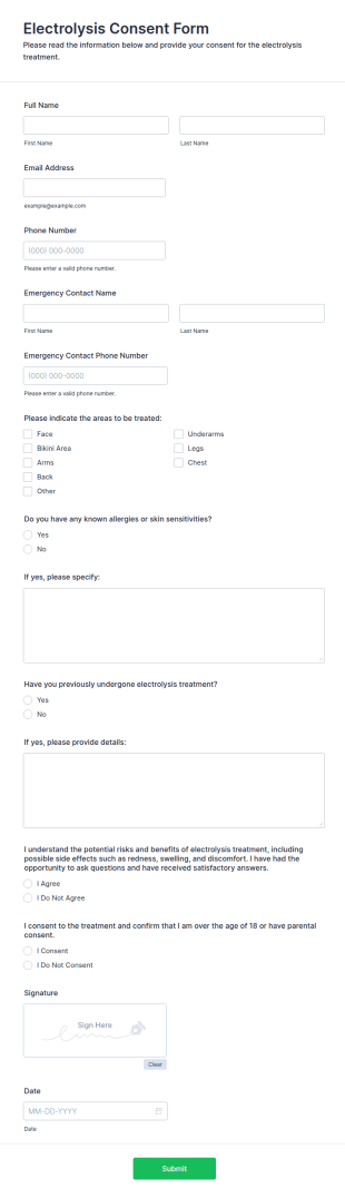 Electrolysis Consent Form Template