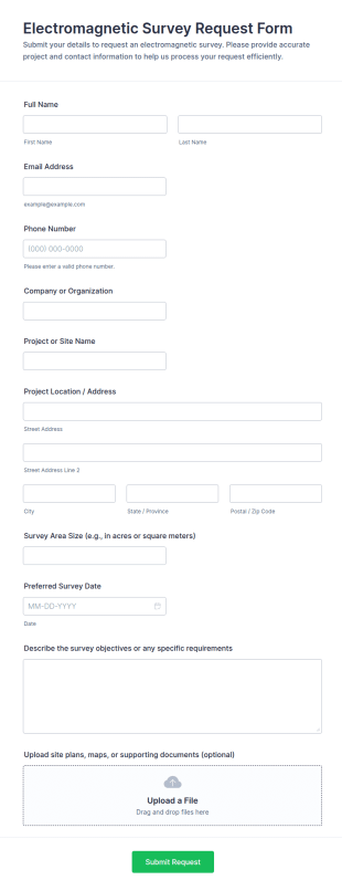 Electromagnetic Survey Request Form Template