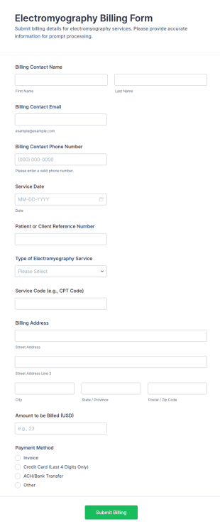 Electromyography Billing Form Template