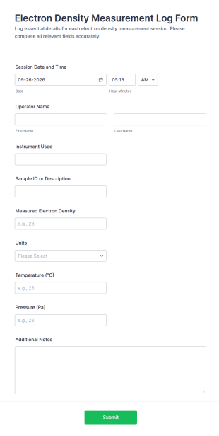 Electron Density Measurement Log Form Template
