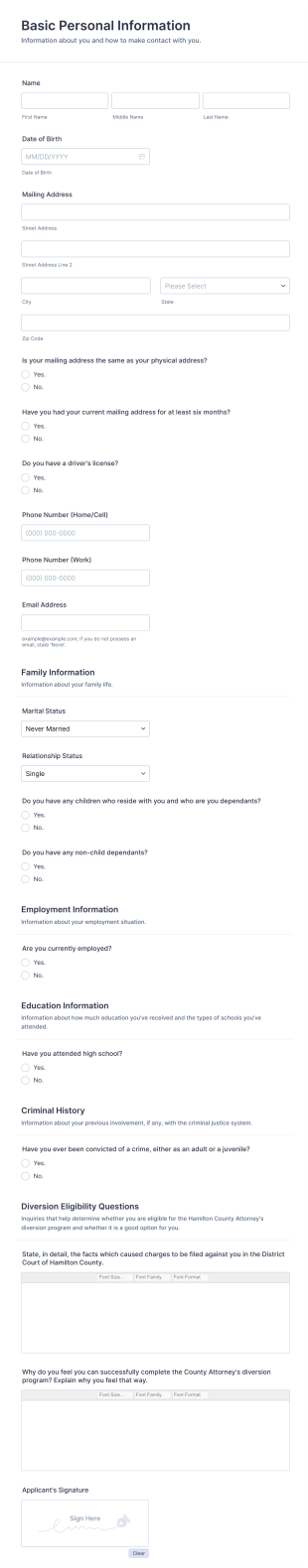 Electronic Diversion Application Form Template