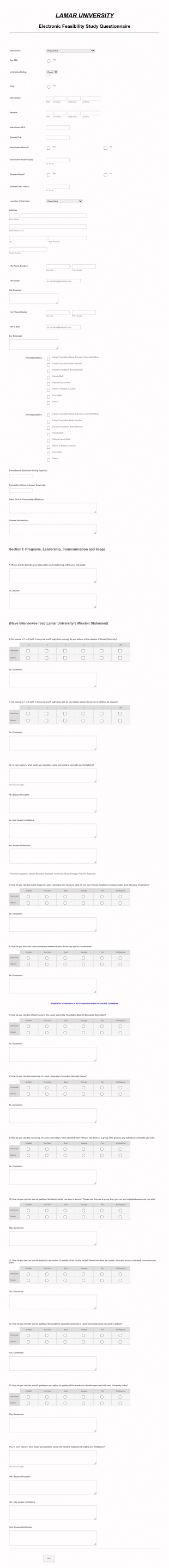 Electronic Feasibility Questionnaire Template Form Template