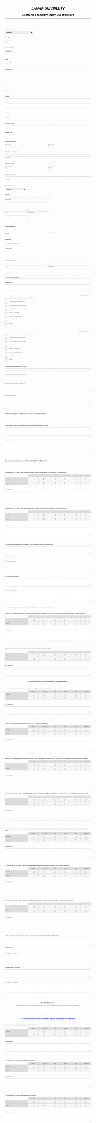 Electronic Feasibility Questionnaire Template