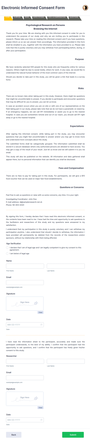 Electronic Informed Consent Form Template