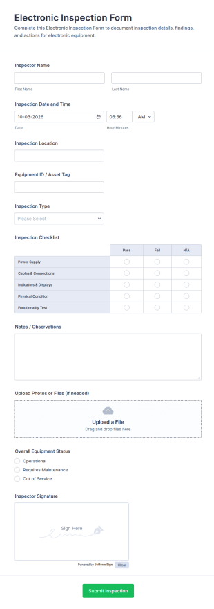 Electronic Inspection Form Template