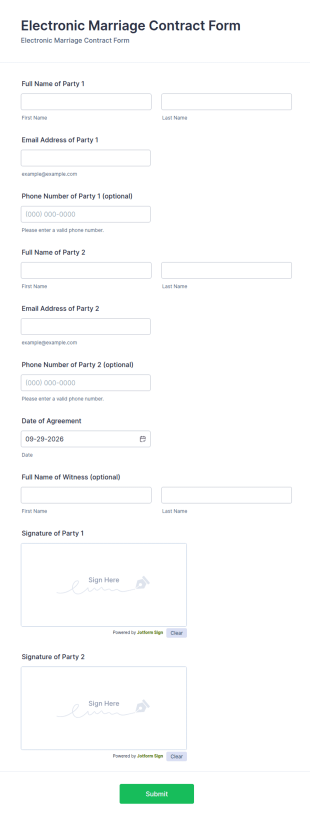 Electronic Marriage Contract Form Template