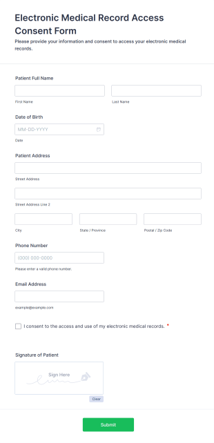 Electronic Medical Record Access Consent Form Template