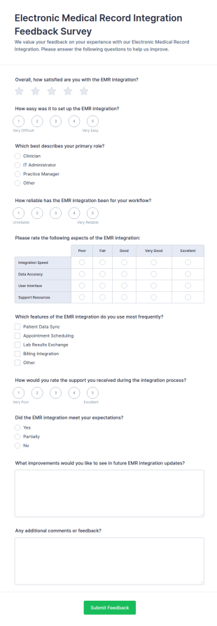Electronic Medical Record Integration Feedback Form Template