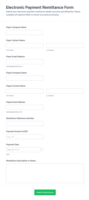 Electronic Payment Remittance (EDI) Form Template