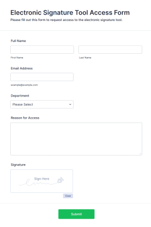 Electronic Signature Tool Access Form Template