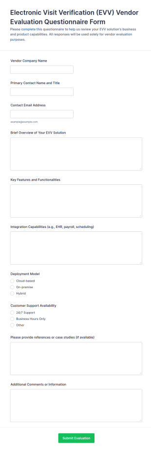 Electronic Visit Verification Vendor Evaluation Form Template