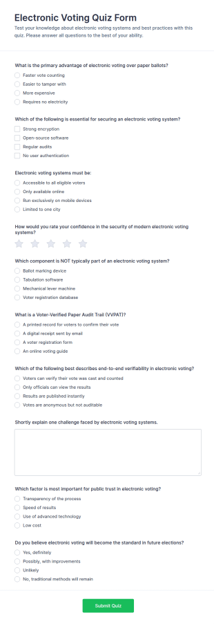Electronic Voting Quiz Form Template