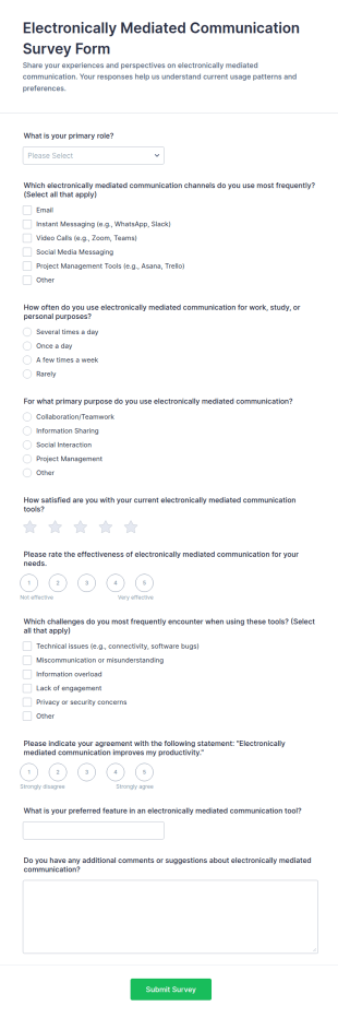 Electronically Mediated Communication Survey Form Template