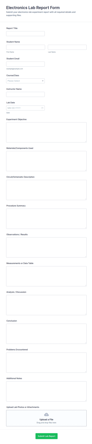 Electronics Lab Report Form Template