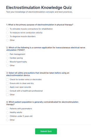 Electrostimulation Knowledge Quiz Form Template