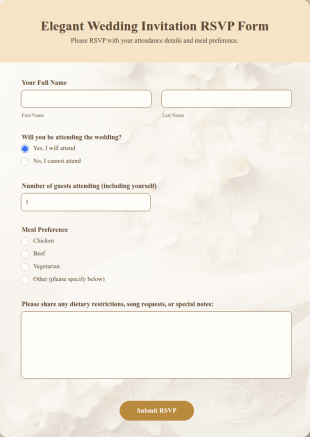 Elegant Wedding Invitation RSVP Form Template