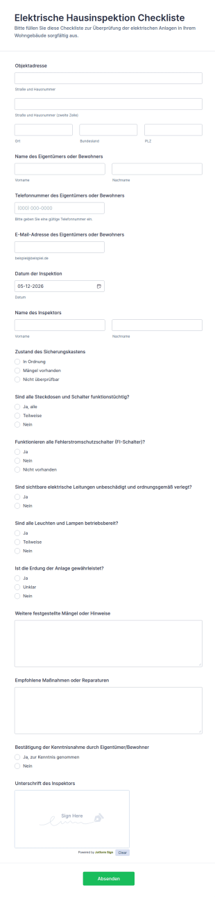 Elektrische Hausinspektion Checkliste