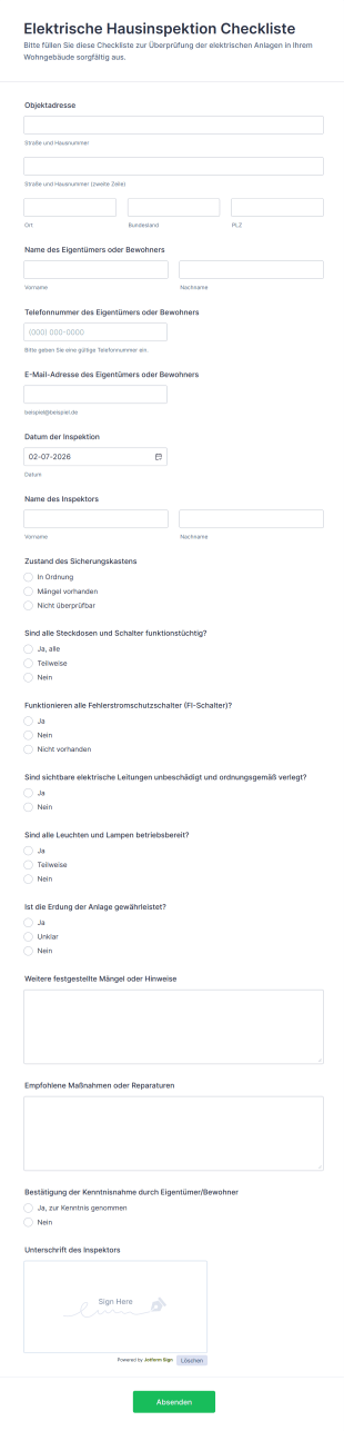 Elektrische Hausinspektion Checkliste