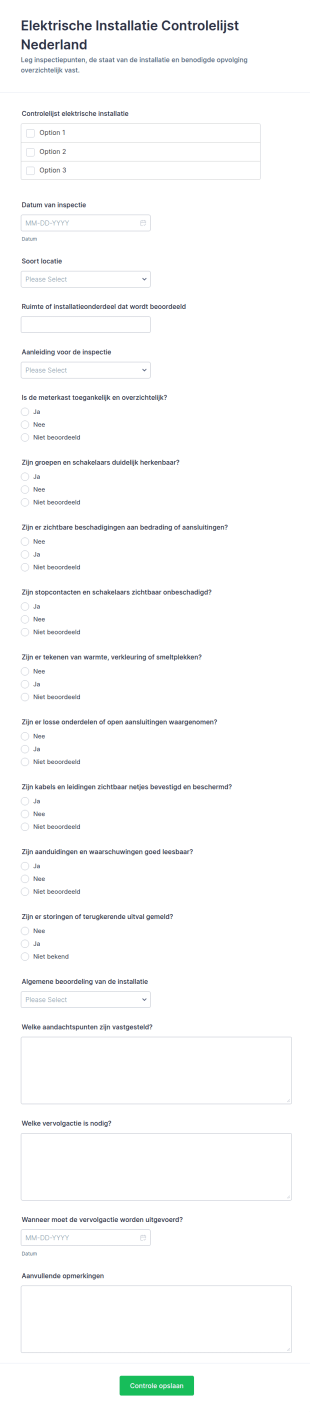 Elektrische Installatie Checklist