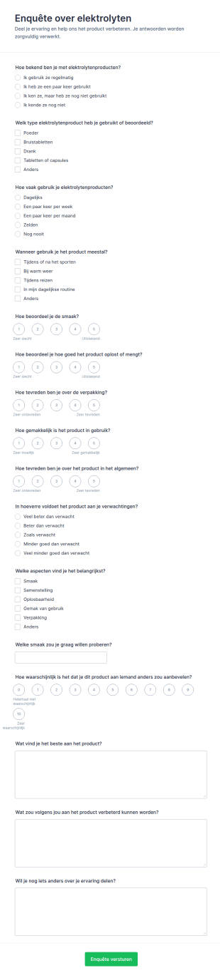 Elektrolytenproduct Feedback Survey